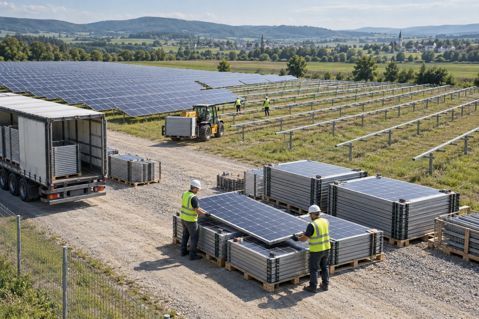 Bauabschnitte eines Solarparks mit getrennter Bereitstellung der Altmodule