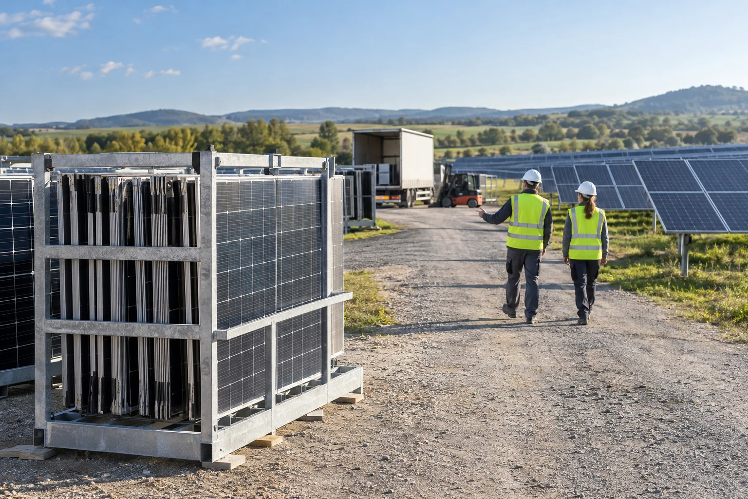 Vorbereitung der Altmodul-Übergabe während eines PV-Repowering-Projekts
